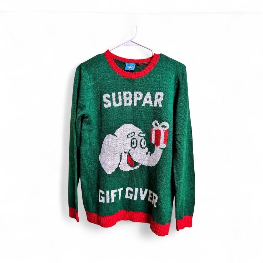 Northern Pole Christmas Sweater XS (Fits S) Green Red Subpar Gift Giver Funny
